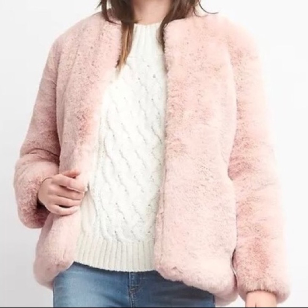 Gap Pink Faux Fur Jacket